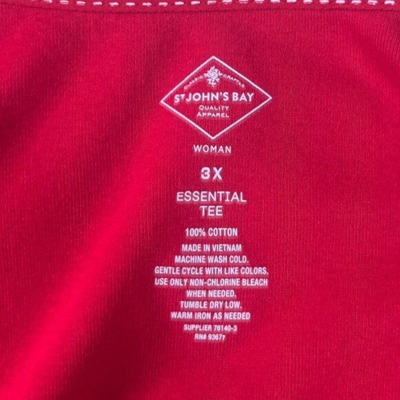 St. Johns Bay Essential Tee Tshirt Womens 3X Red Vneck Long Sleeve - Picture 5 of 7